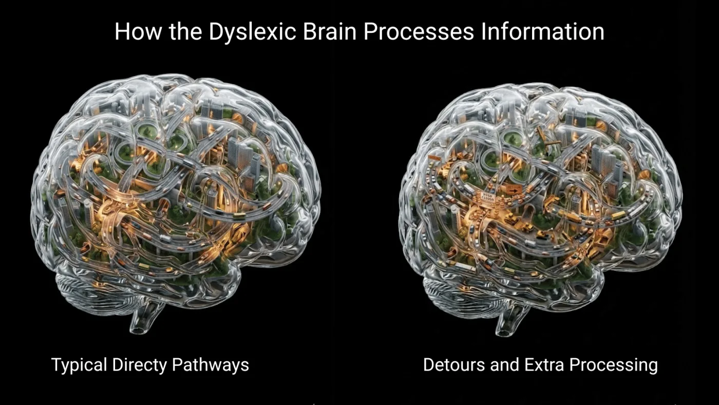 Blocked on the Expressway: A Visual Guide to How the Dyslexic Brain Reads featured image